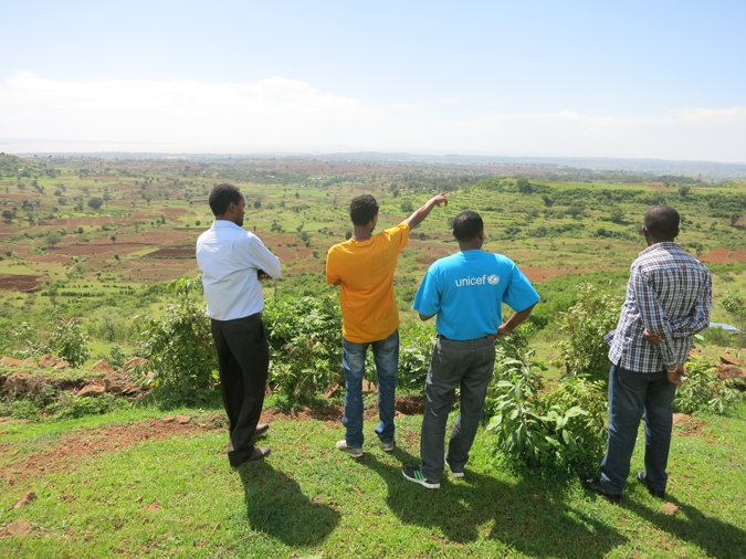 Overlooking the Aba Gerima Learning Watershed with broadened agricultural diversity and terracing reducing sediment flow to Lake Tana. © A. Dansie 