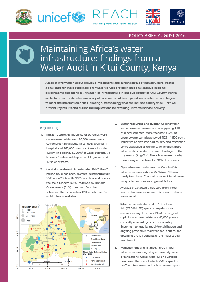 Maintaining Africa's water infrastructure: findings from a Water Audit ...